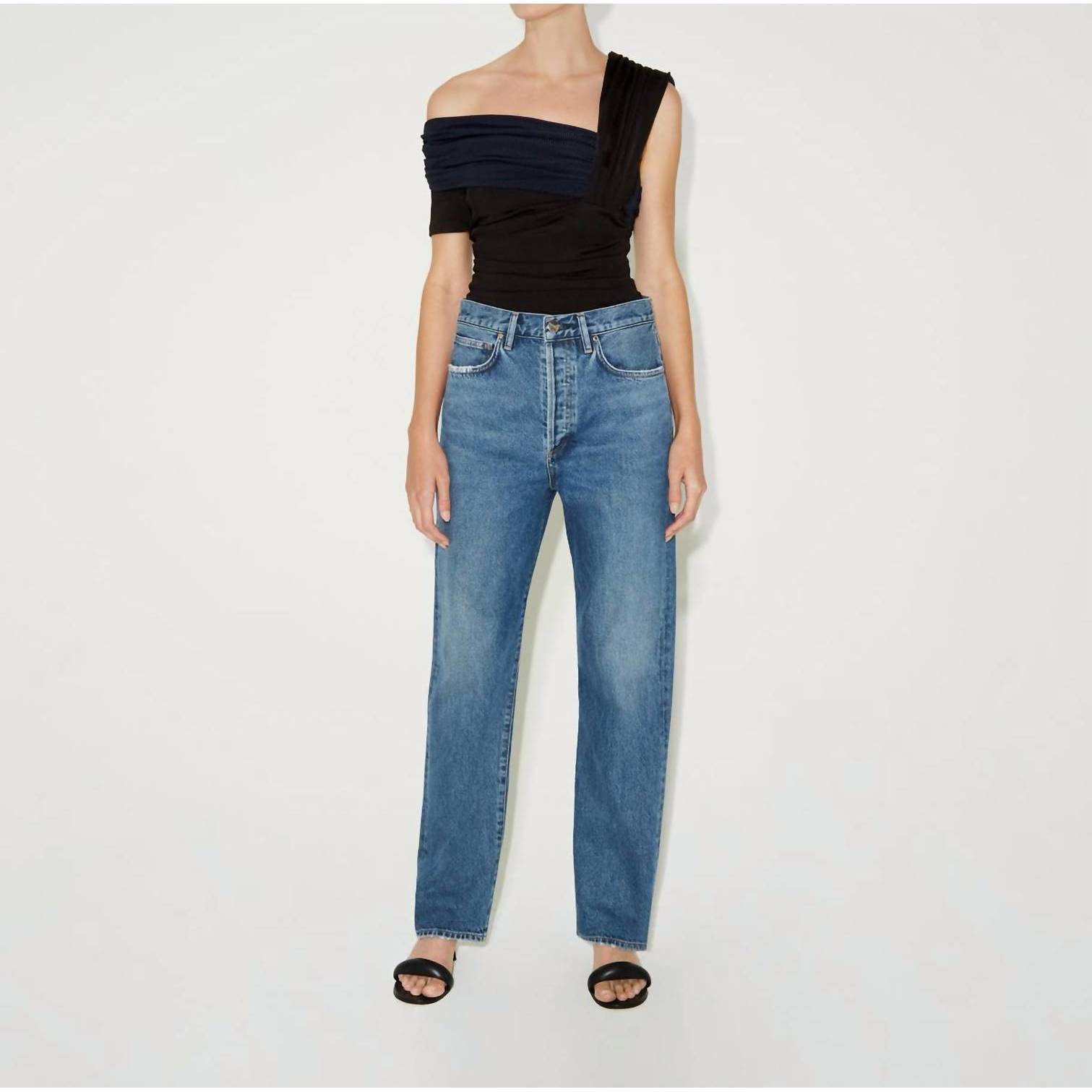 New Goldsign Rib Gelsey Bodysuit In Black Navy